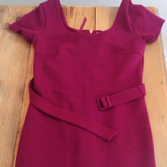 Boden Dark Pink Elsa Ottoman Ribbed Knit Body Con Sheath Dress w Belt - Picture 12 of 14